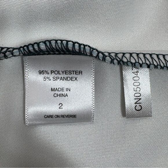 NY & Comp. Paint Stroke Print Stretch Scuba Knit Pencil Skirt Blue Grey 2 - Picture 11 of 13